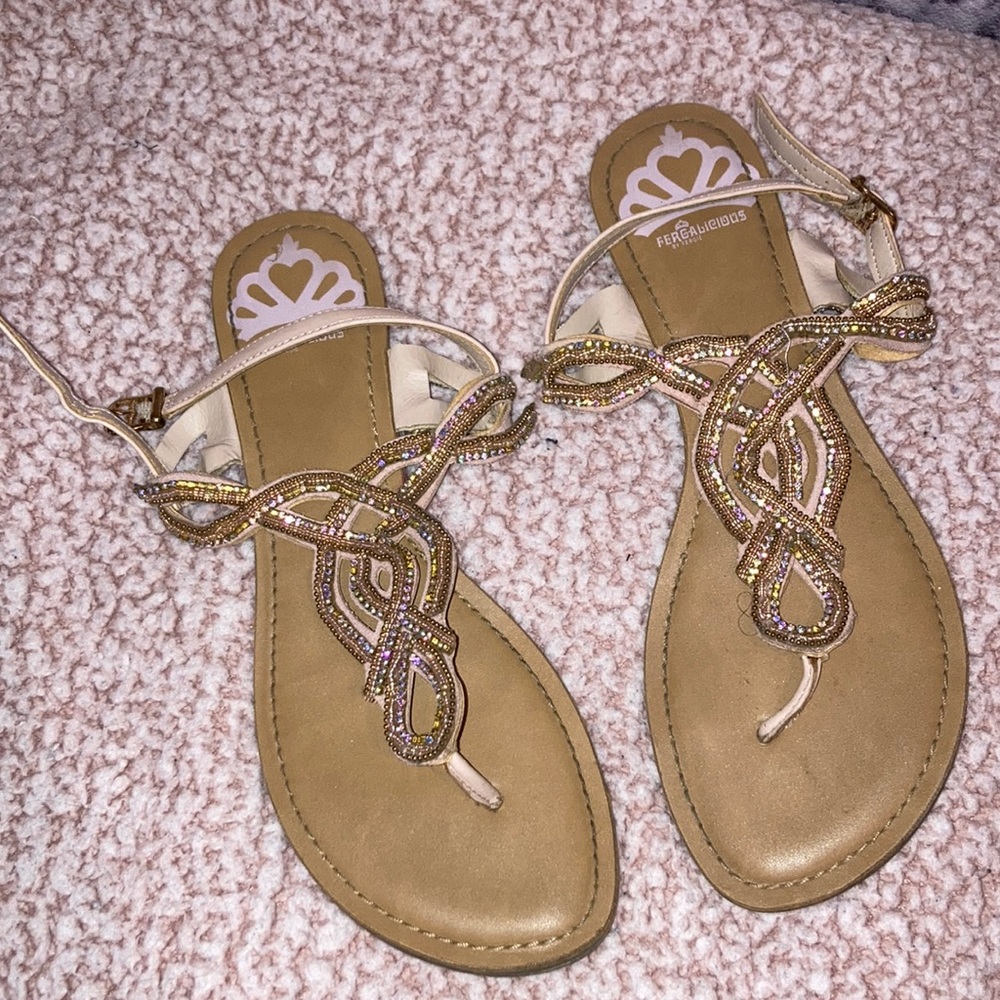 Beaded, bejeweled Sandals. Size seven and a half (7.5us)